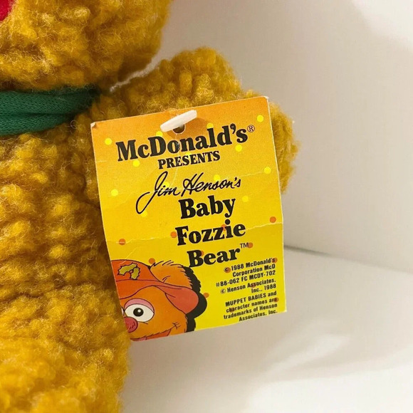 Vtg 1988 Christmas Muppet Baby Fozzie Bear Plush Xmas Holiday 7 Inch  Tall Toy - Picture 3 of 16
